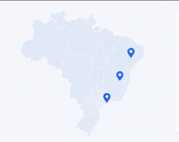 Mapa do Brasil com unidades da Gabinete Digital